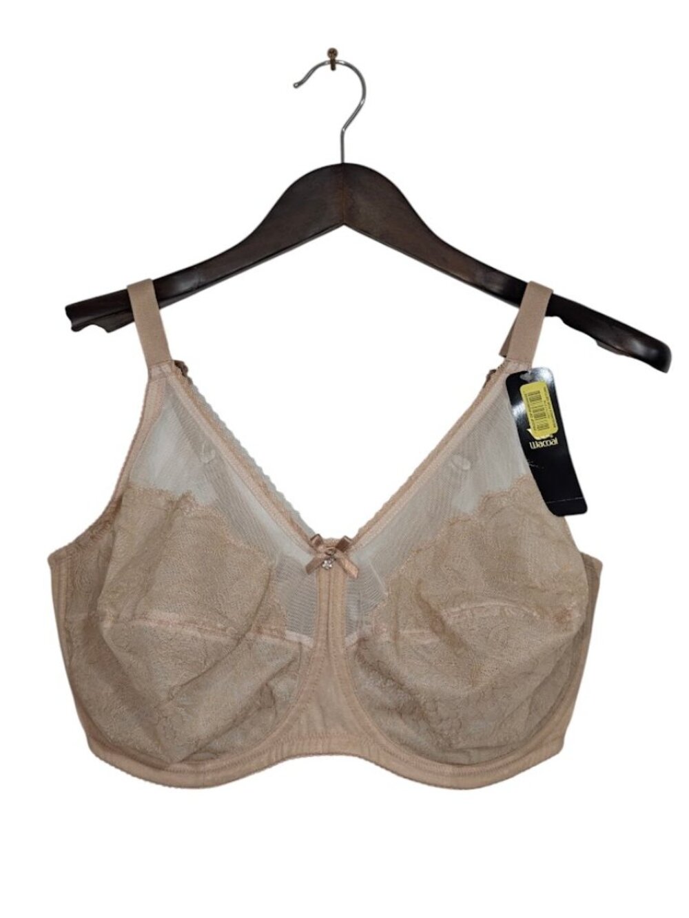 Wacoal 40H Retro Chic 855186 Sheer Lace Full Coverage Underwire Bra Beige Toast